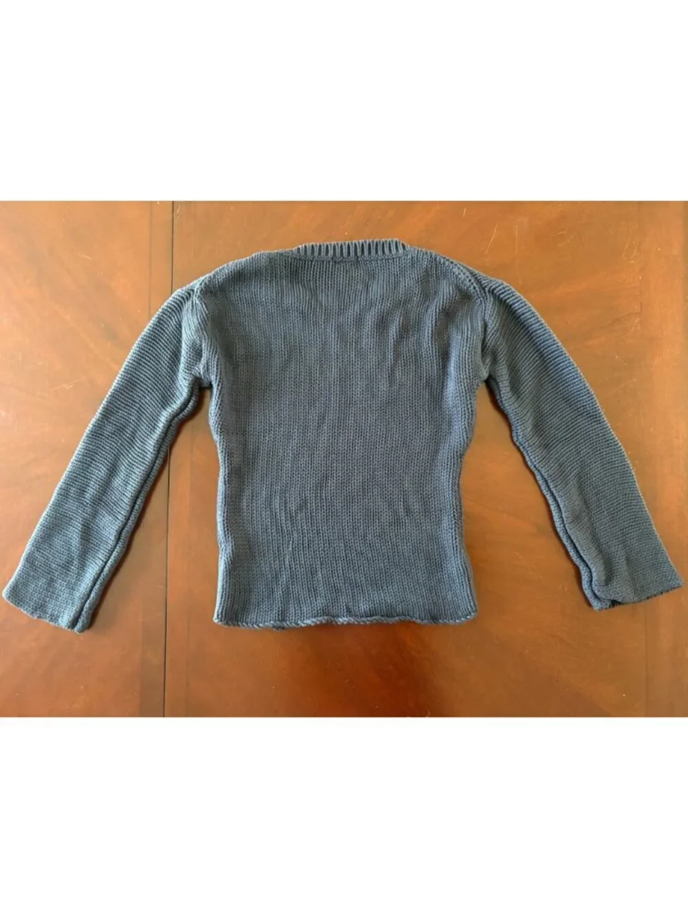 J.Crew Cotton Chunky Knit Fitted Crewneck Sweater Slate Blue Gray Size Small